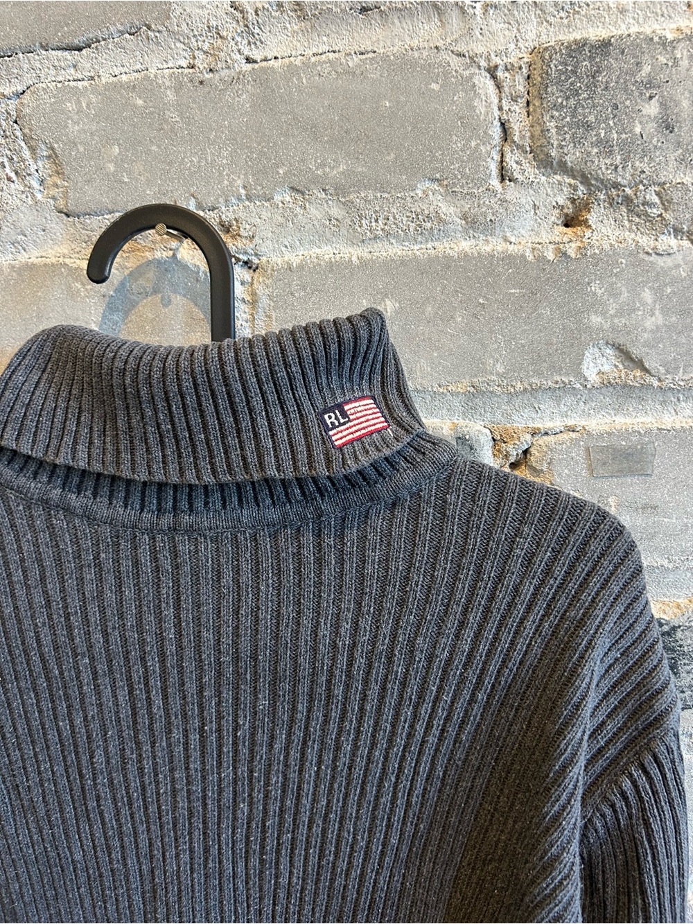 Vintage Polo Jeans Co Ralph Lauren Ribbed Turtleneck Sweater Flag Patch M